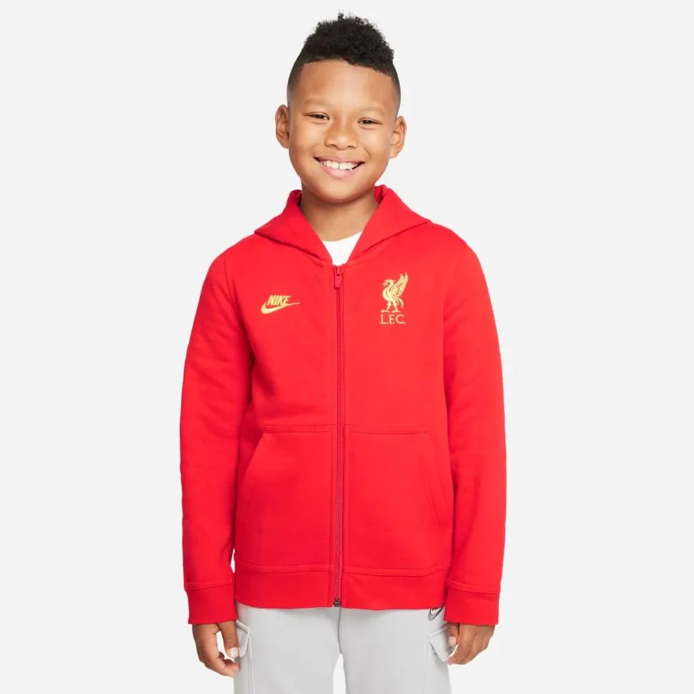Nike 2021-22 Liverpool Youth NSW Full-Zip Club Hoodie - Rush Red