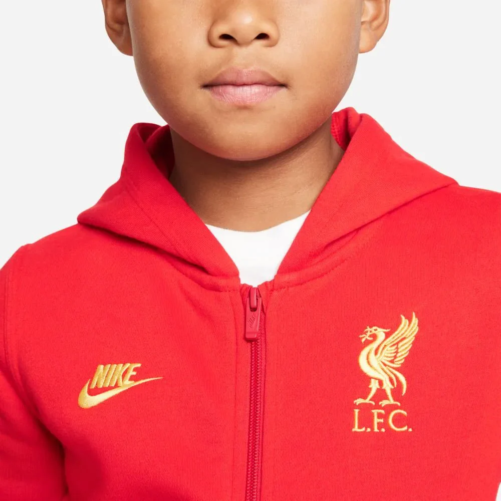 Nike 2021-22 Liverpool Youth NSW Full-Zip Club Hoodie - Rush Red - Image 4