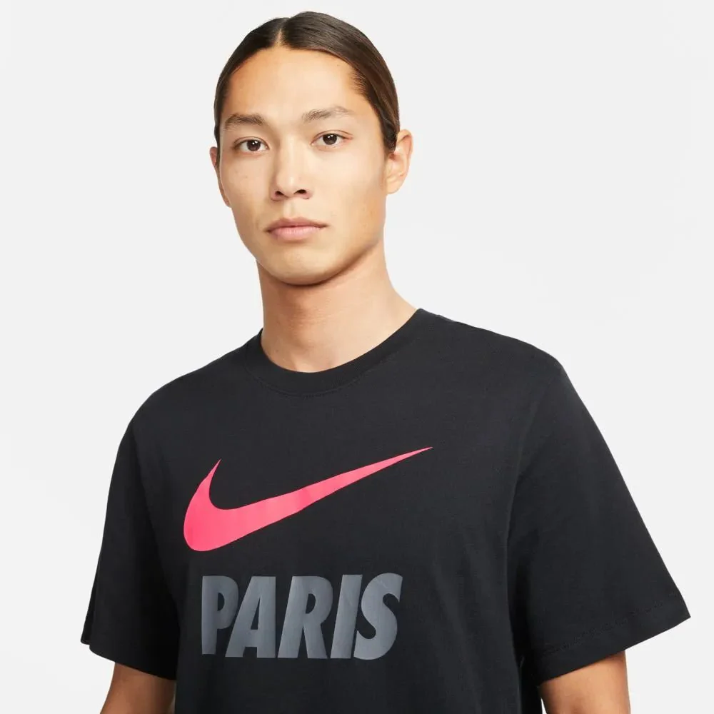 Nike 2021-22 PSG Swoosh Club Tee - Black-Red - Image 3