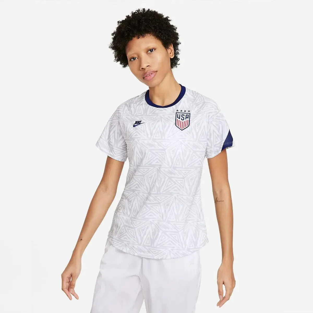 Nike 2021-22 USWNT Women Pre-Match SS Jersey - White-Navy