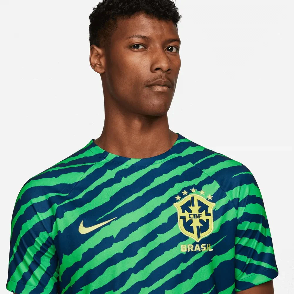 Nike 2022-23 Brazil Pre-Match Jersey - Blue-Green - Image 3
