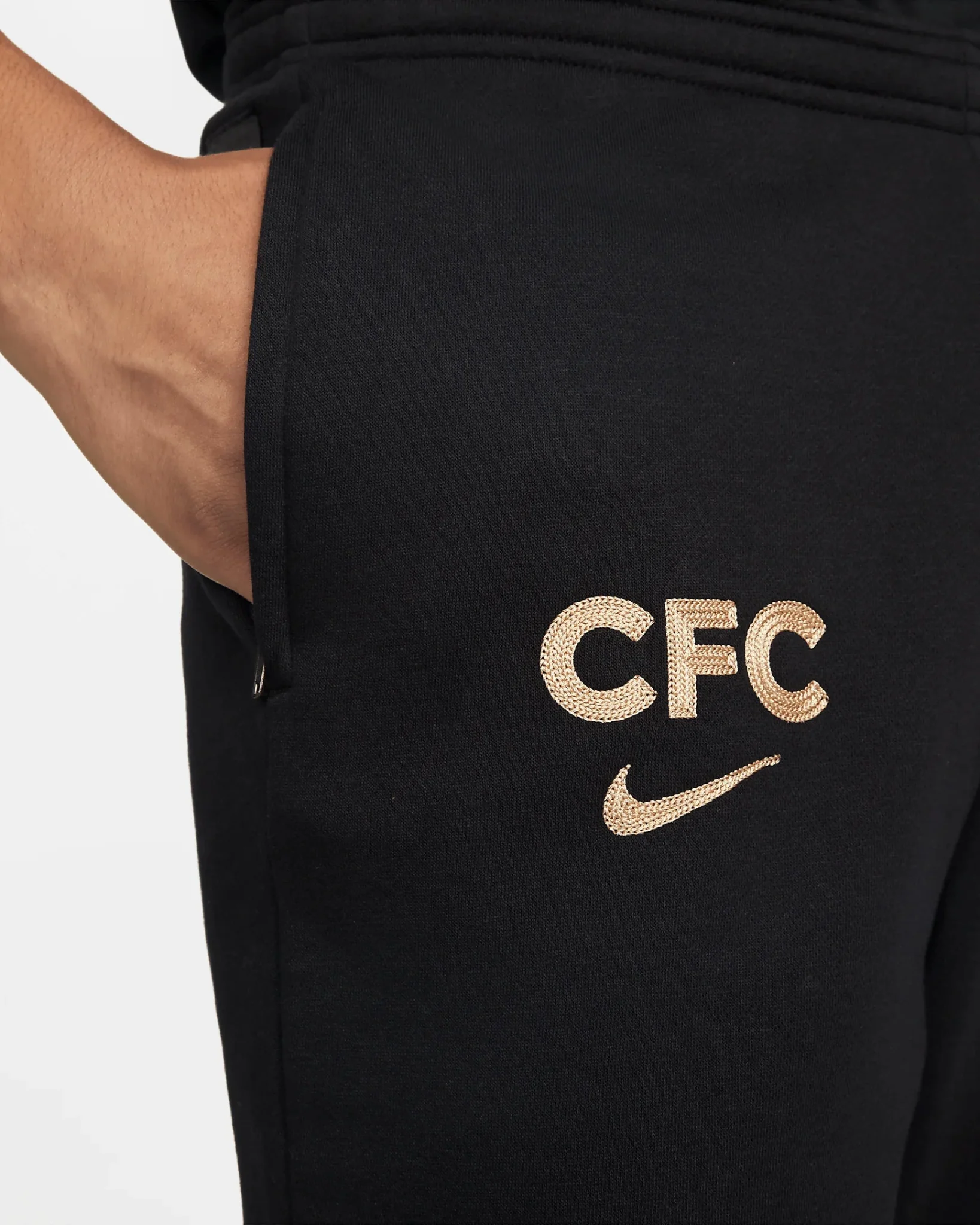 Nike 2022-23 Chelsea FC GFA Fleece Pants - Black-Sesame - Image 3