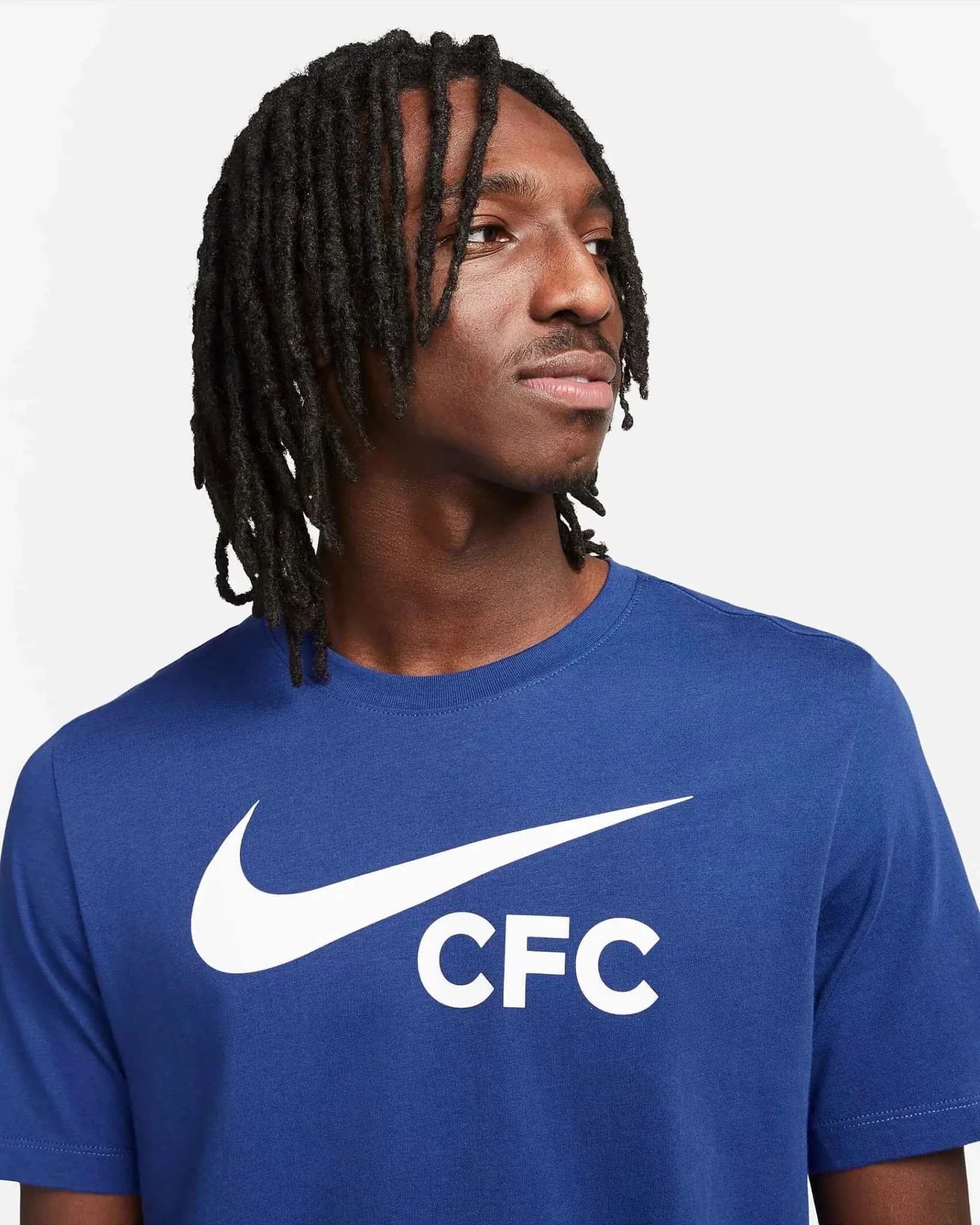 Nike 2022-23 Chelsea Swoosh Tee - Blue-White - Image 3