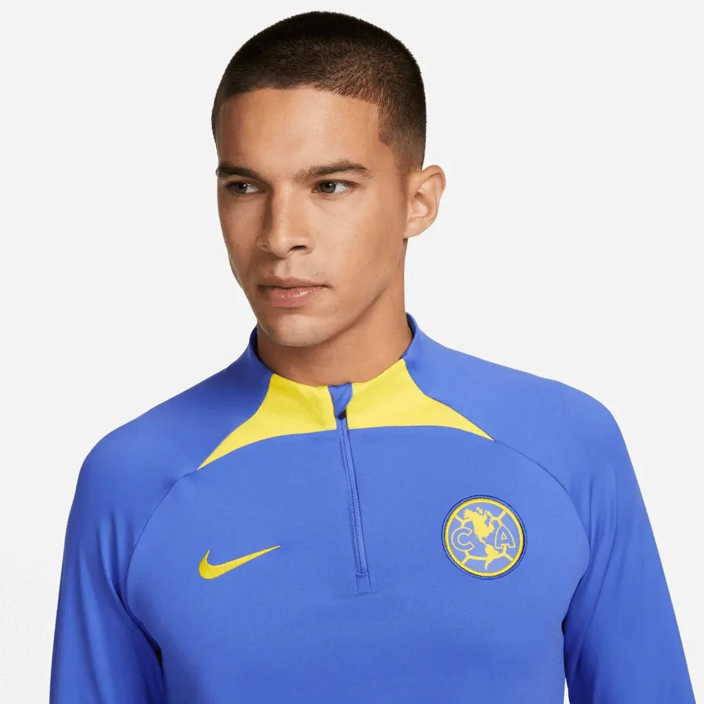 Nike 2022-23 Club America Strike Drill Top - Medium Blue-Yellow - Image 3