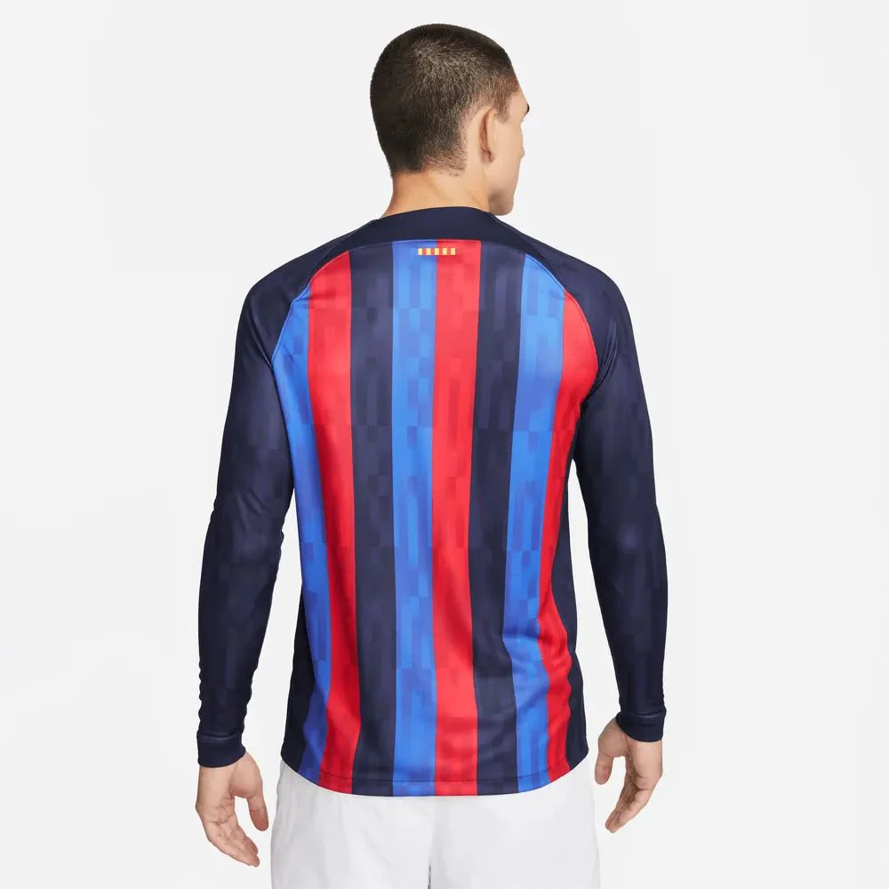 Nike 2022-23 FC Barcelona Home Long-Sleeve Jersey - Obsidian-Sesame - Image 2