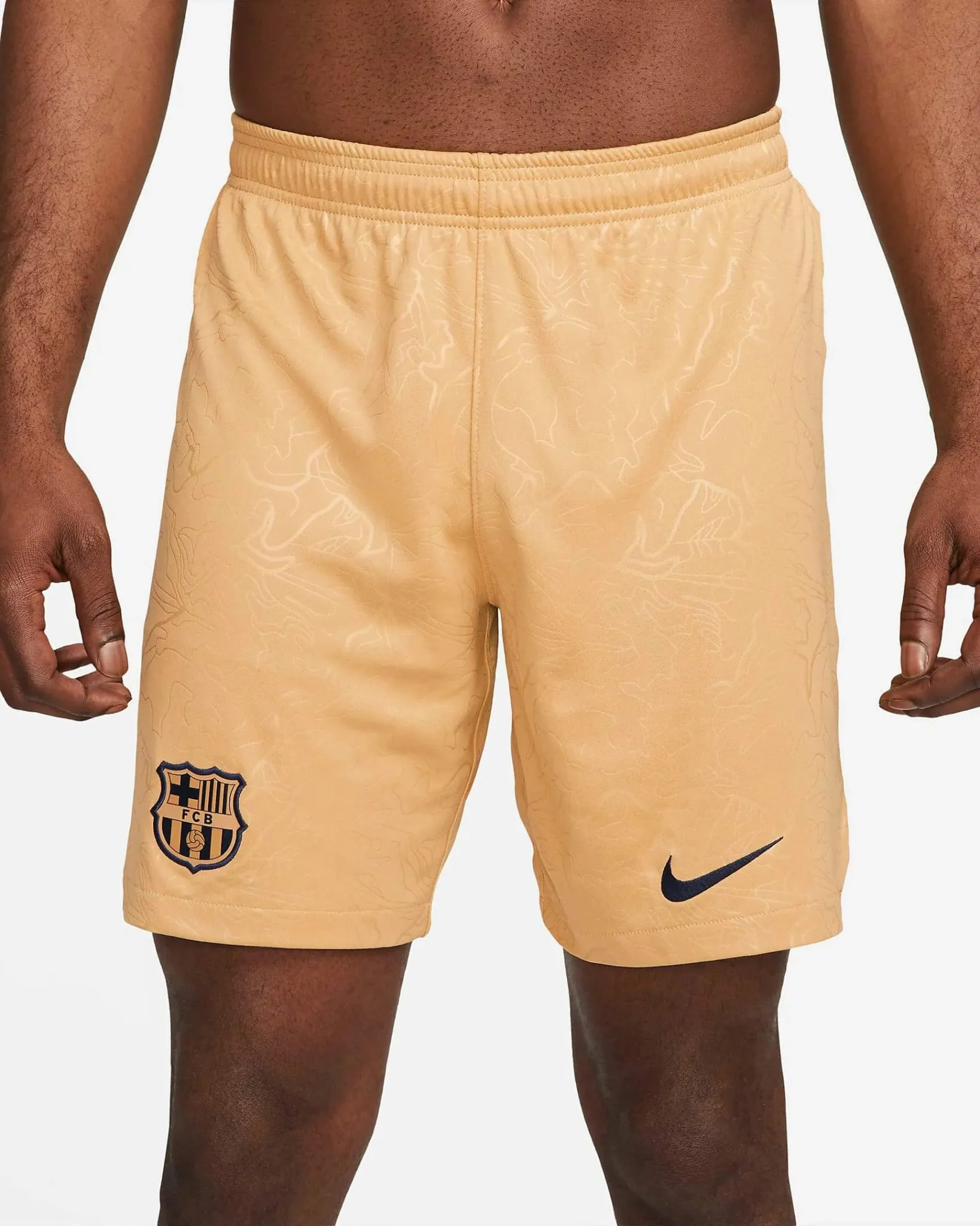 Nike 2022-23 FC Barcelona Stadium Away Shorts - Club Gold-Obsidian - Image 2