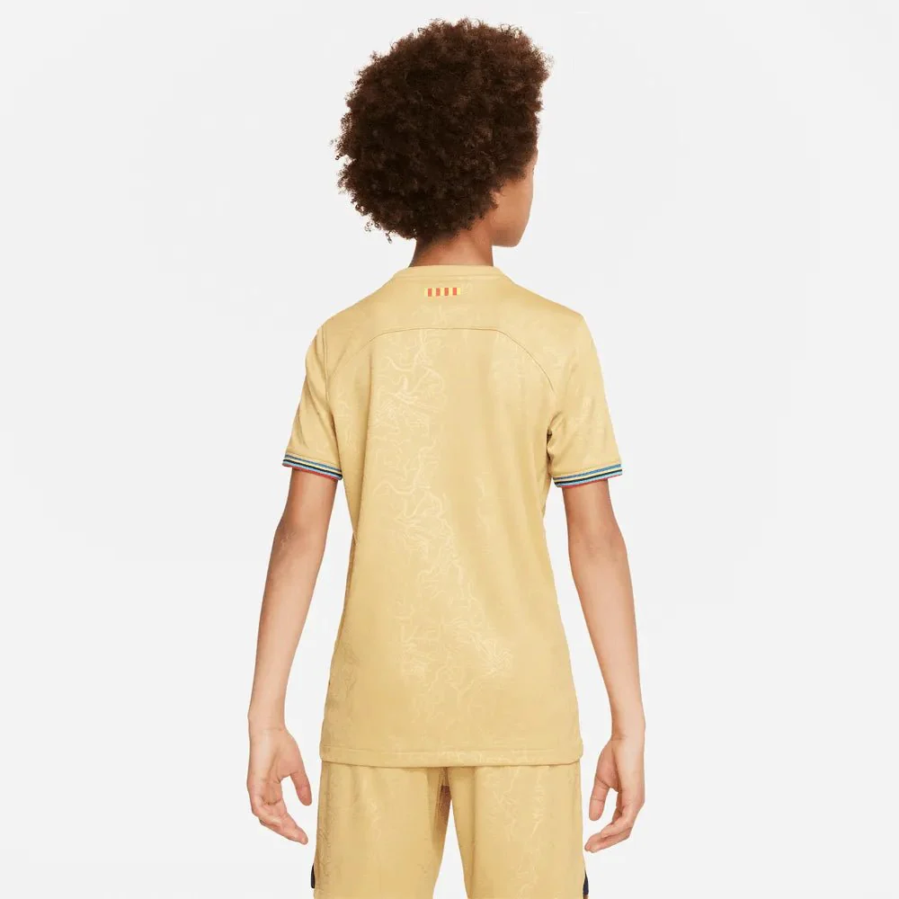 Nike 2022-23 FC Barcelona Youth Away Jersey - Club Gold-Obsidian - Image 5