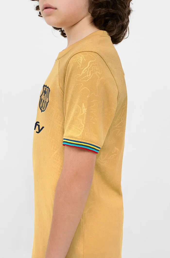 Nike 2022-23 FC Barcelona Youth Away Jersey - Club Gold-Obsidian - Image 6