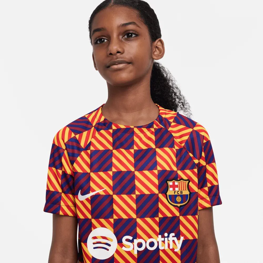 Nike 2022-23 FC Barcelona Youth Pre-Match Shirt - Yellow - Red - Image 5