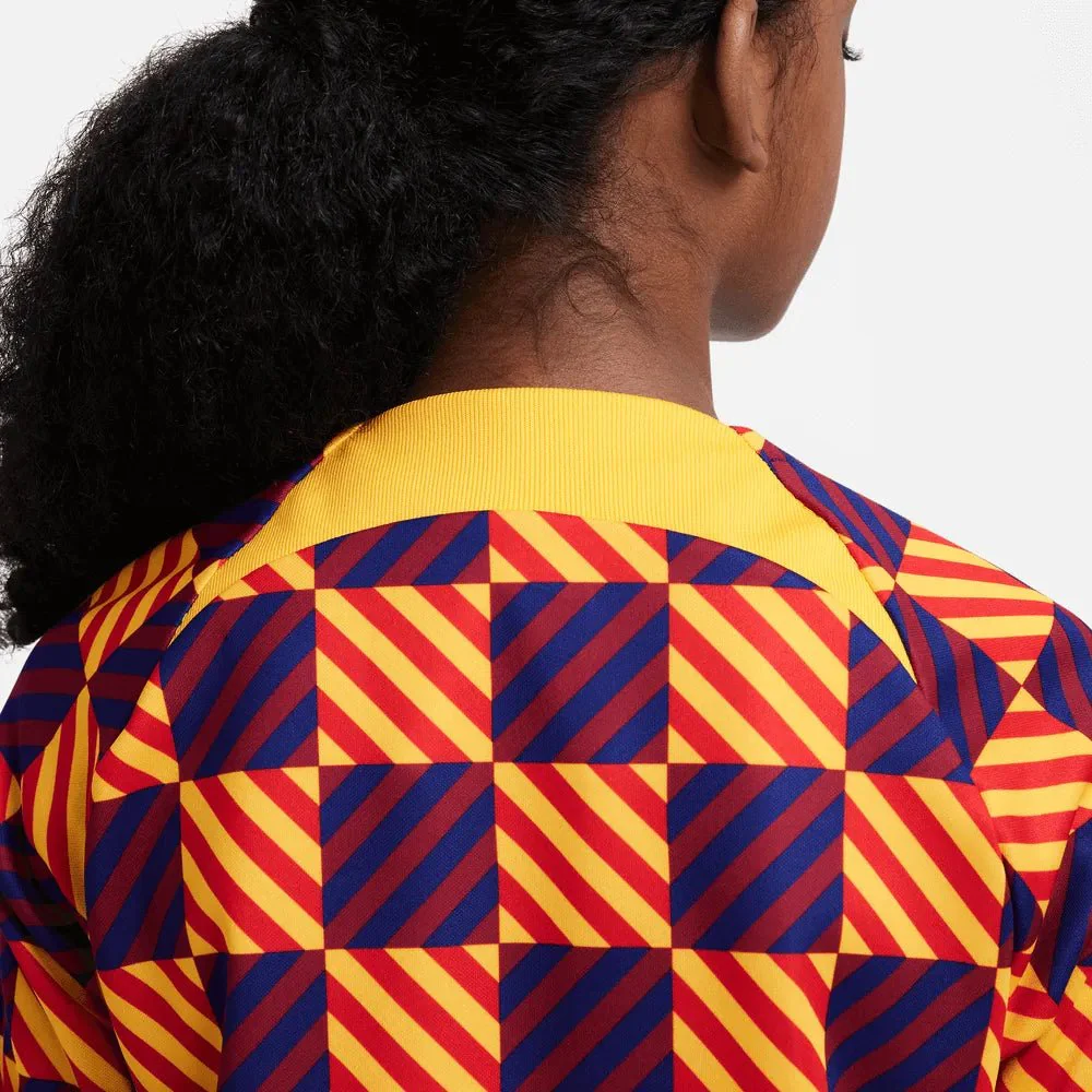 Nike 2022-23 FC Barcelona Youth Pre-Match Shirt - Yellow - Red - Image 6