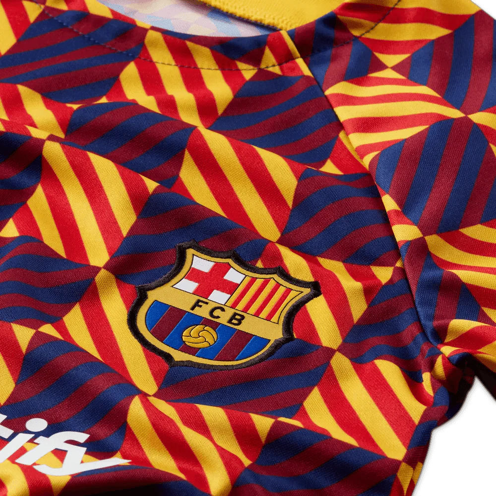 Nike 2022-23 FC Barcelona Youth Pre-Match Shirt - Yellow - Red - Image 7