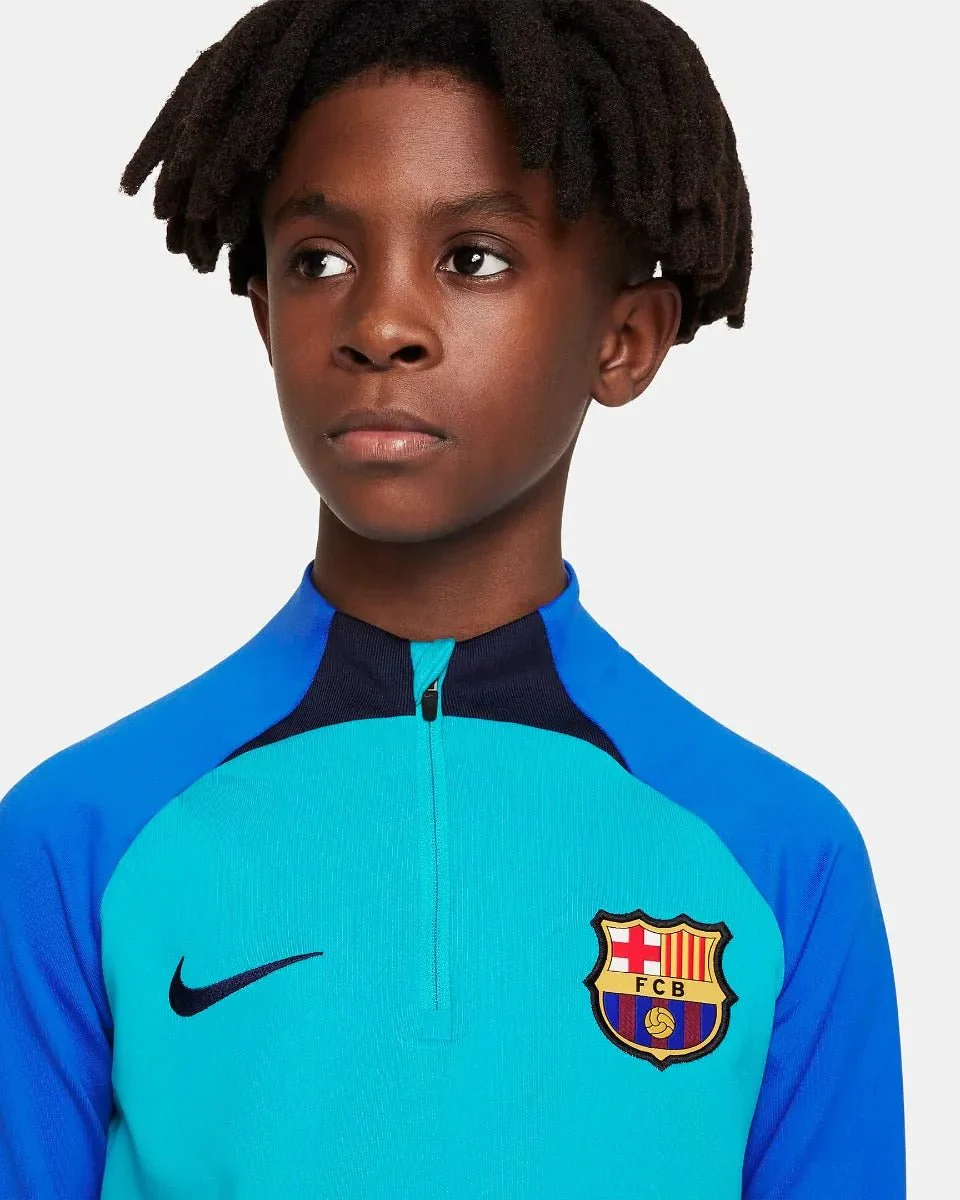 Nike 2022-23 FC Barcelona Youth Strike Drill Top - Aqua-Signal Blue - Image 3