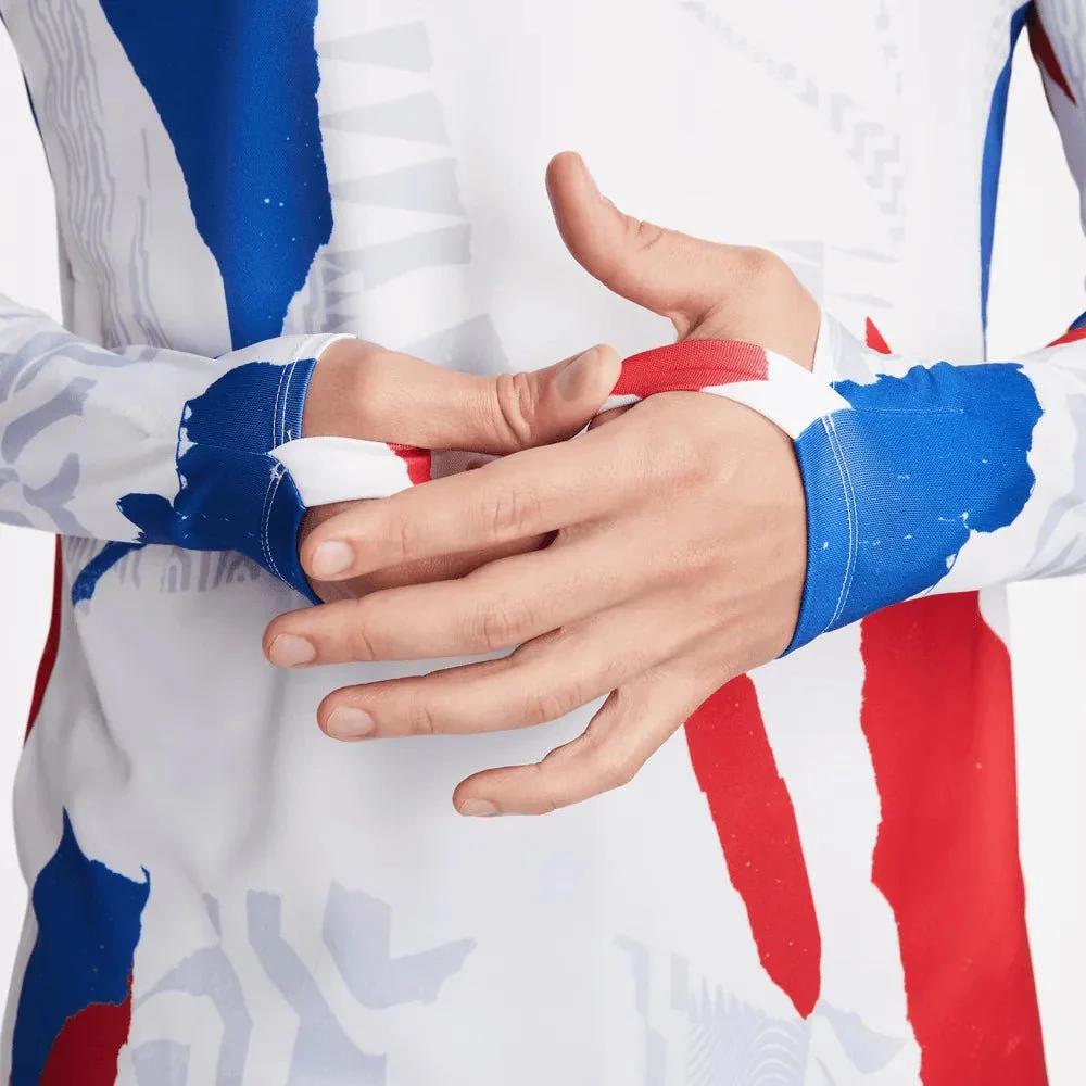 Nike 2022-23 France Long-Sleeve Pre-Match Jersey - White-Royal-Red - Image 5