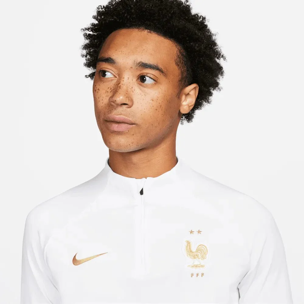 Nike 2022-23 France Strike Drill Top - White-Gold - Image 3