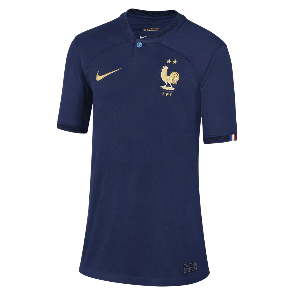 Nike 2022-23 France Youth Home Jersey - Midnight Navy-Metallic Gold