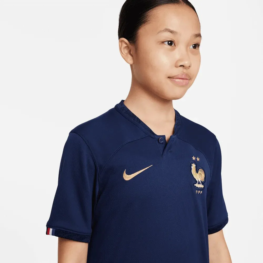 Nike 2022-23 France Youth Home Jersey - Midnight Navy-Metallic Gold - Image 5
