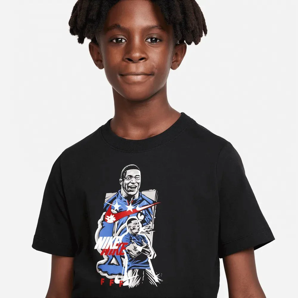 Nike 2022-23 France Youth Mbappe Tee - Black - Image 5