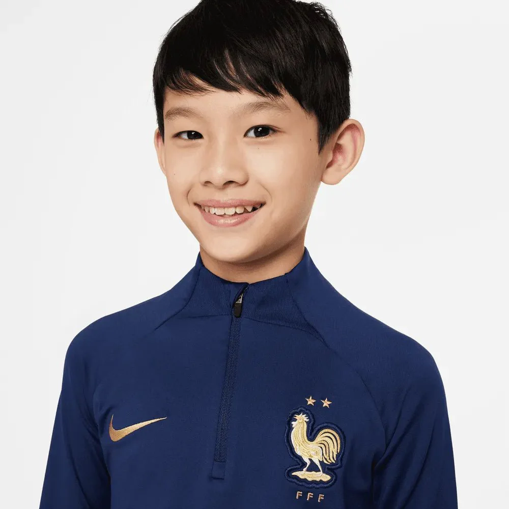 Nike 2022-23 France YOUTH Strk Drill Top - Navy - Image 3