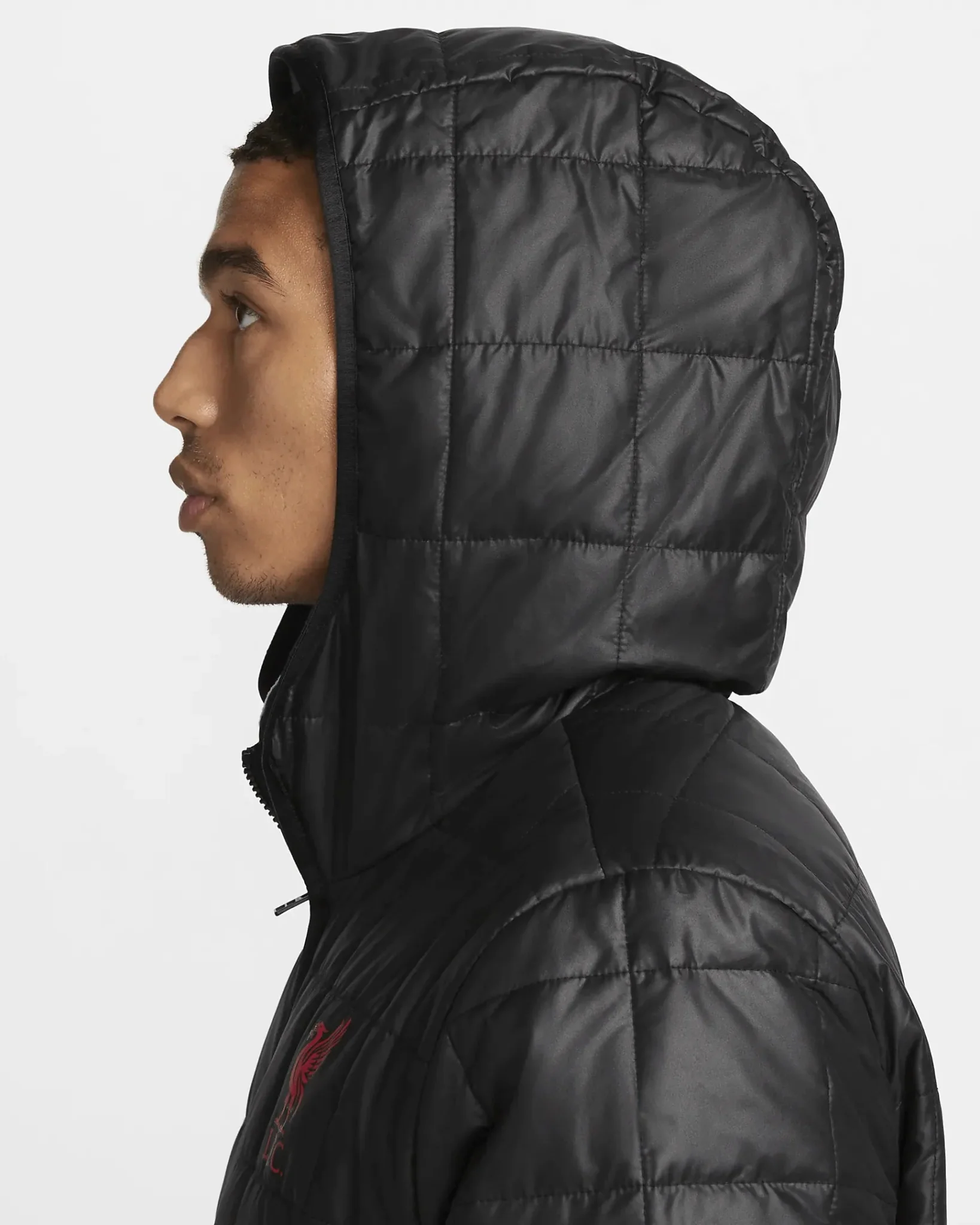 Nike 2022-23 Liverpool FC Fleece-Lined Hooded Jacket - Black-Particle Grey-Siren Red - Image 4