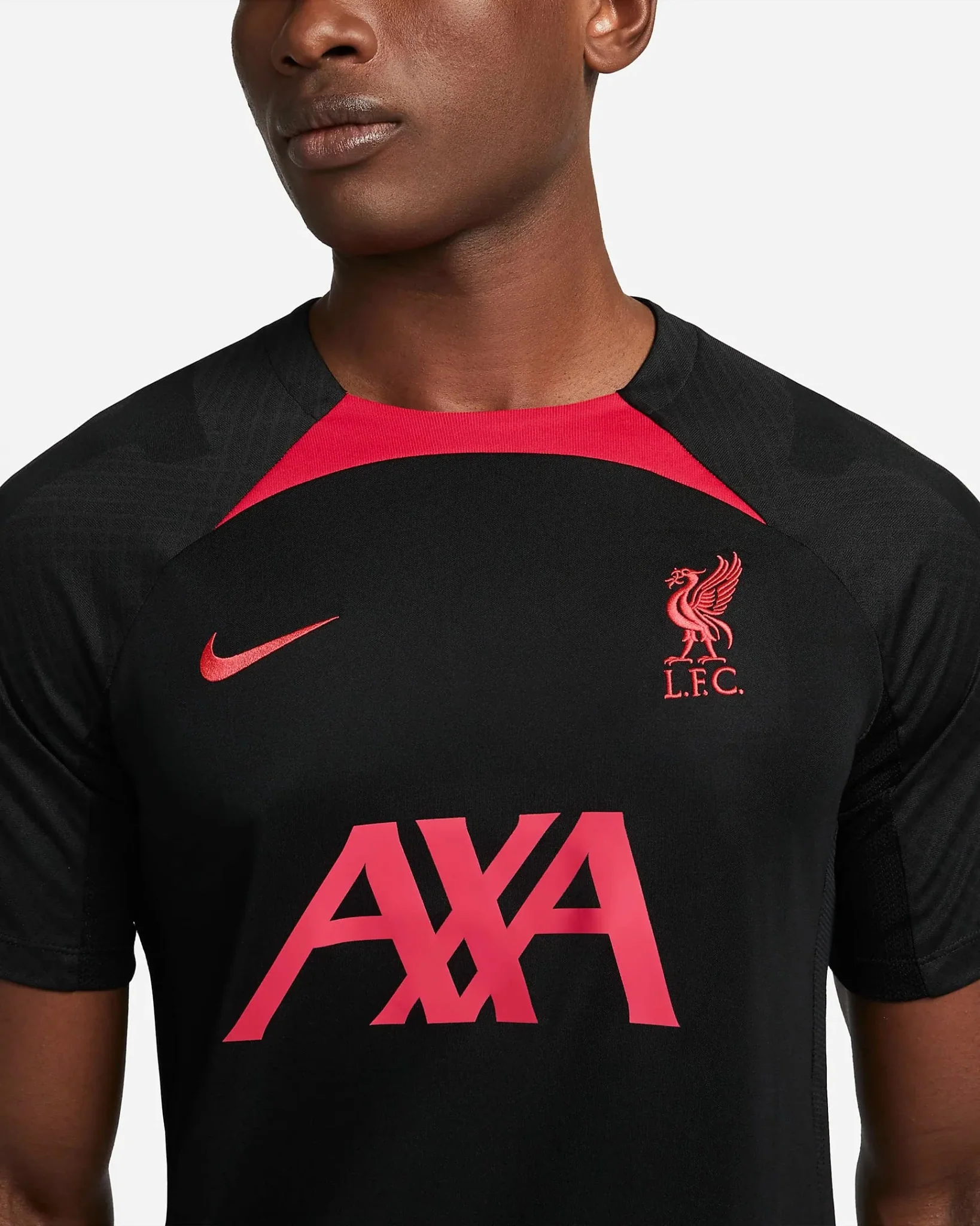 Nike 2022-23 Liverpool FC Strike Short-Sleeve Top - Black-Siren Red - Image 3