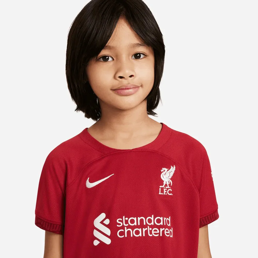 Nike 2022-23 Liverpool Little Kid's Home Kit - Tough Red - Image 5