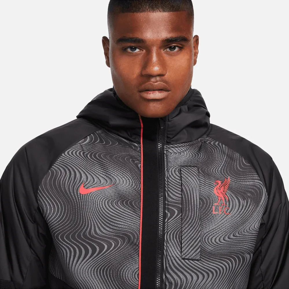 Nike 2022-23 Liverpool Winterized AWF Jacket - Black-Red - Image 3