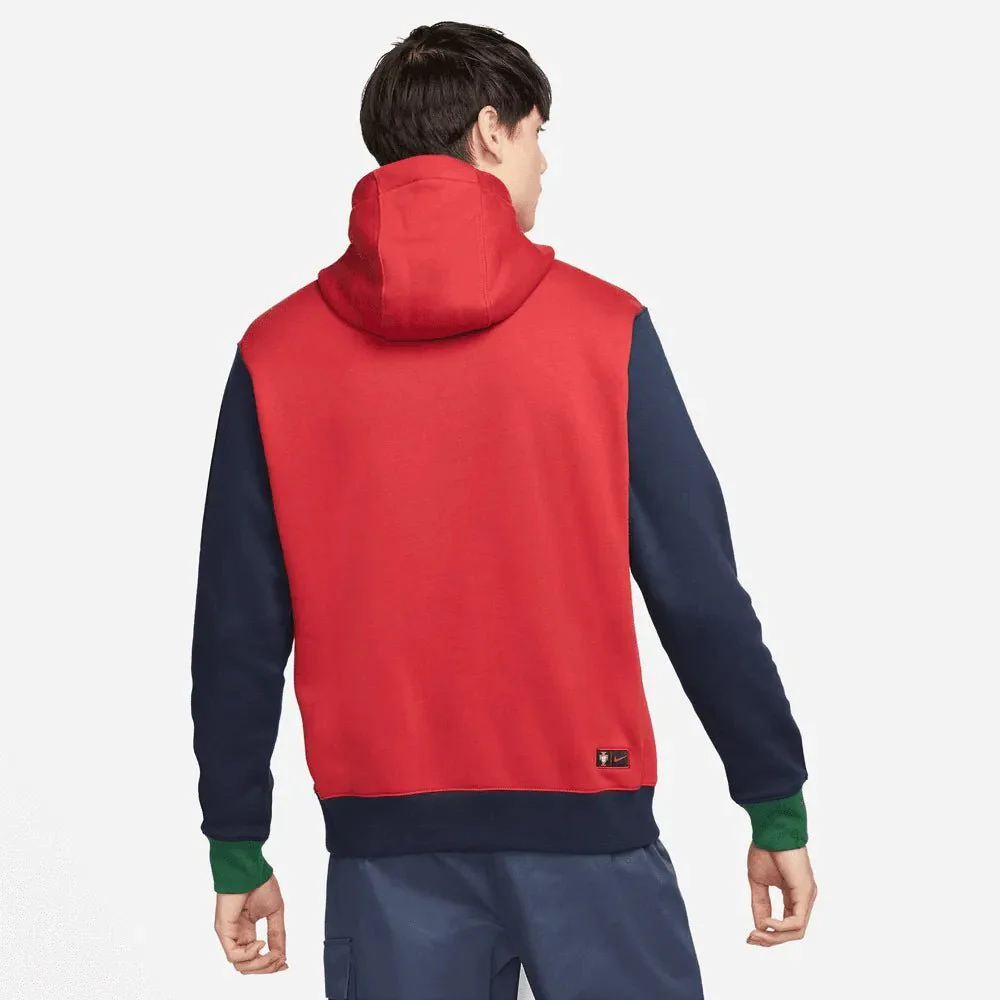 Nike 2022-23 Portugal Fleece PO Hoodie - Red-Obsidian-Green - Image 2