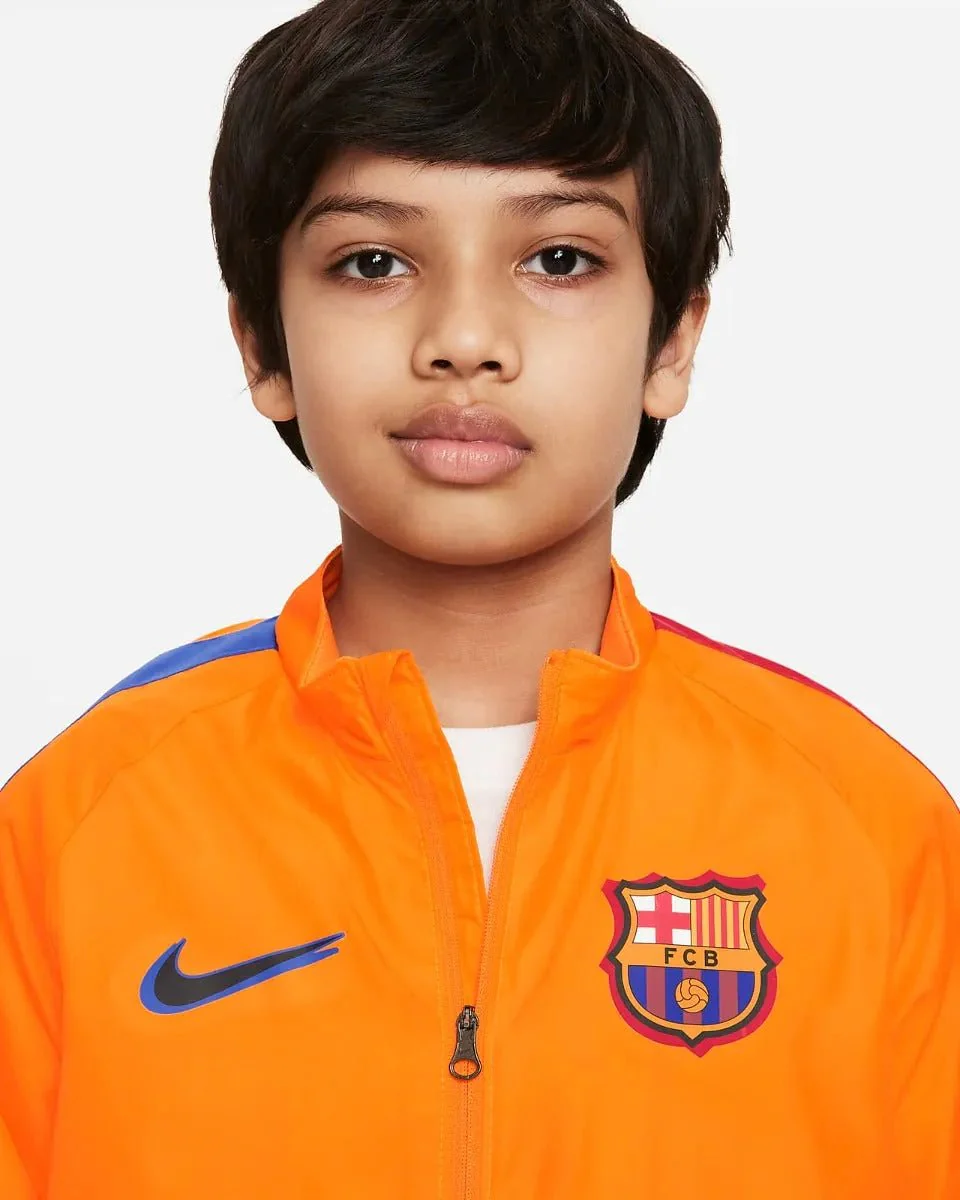 Nike 2022 FC Barcelona Youth Academy Repel AWF Jacket - Orange-Red-Royal - Image 3