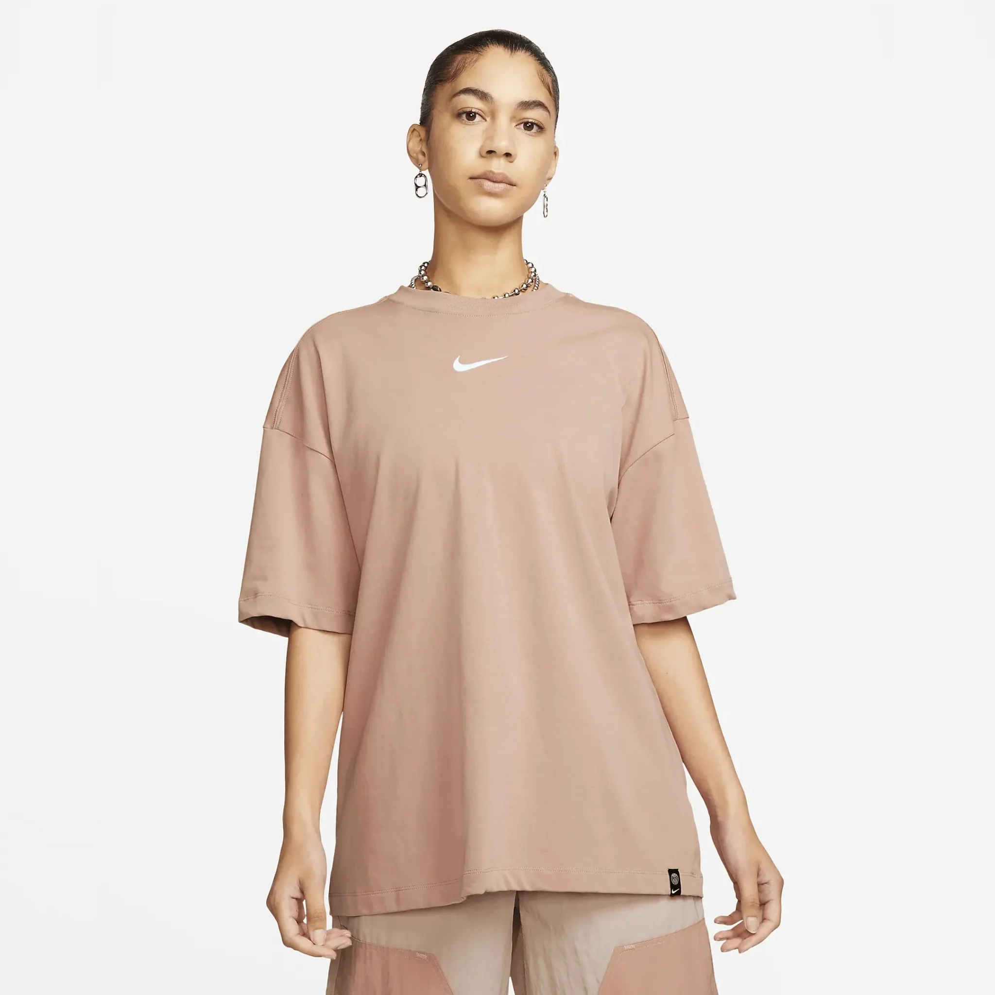 Nike 2022 PSG Womens NSW Oversized Short Sleeve Top - Rose Whisper-White