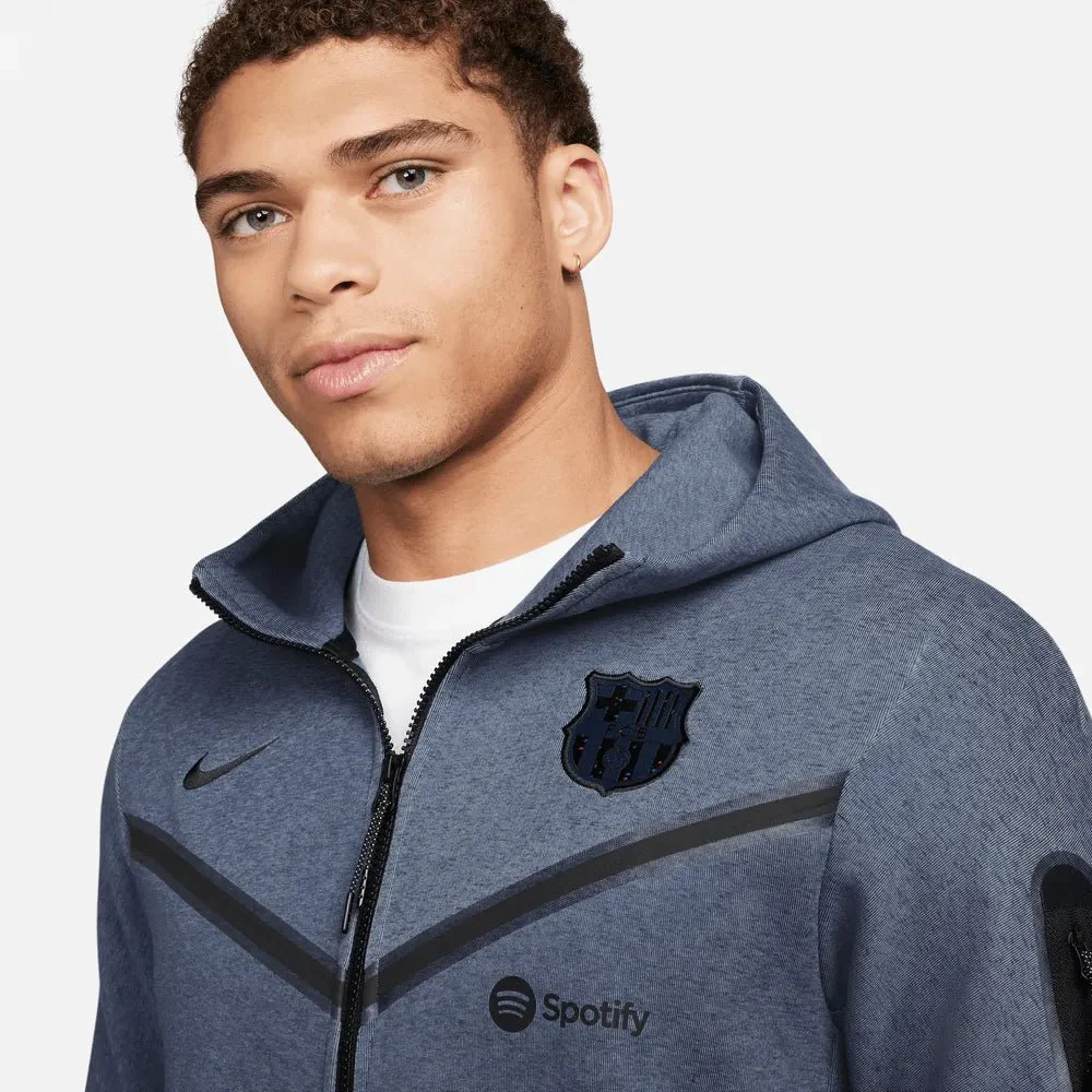 Nike 2023-24 Barcelona Men's NSW Techfleece Full Zip Hoodie - Image 3