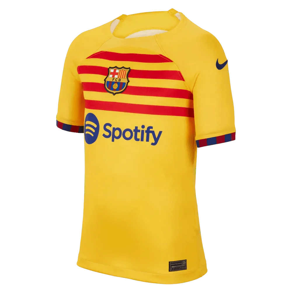 Nike 2023 Fourth Barcelona Youth Jersey- Yellow-Red