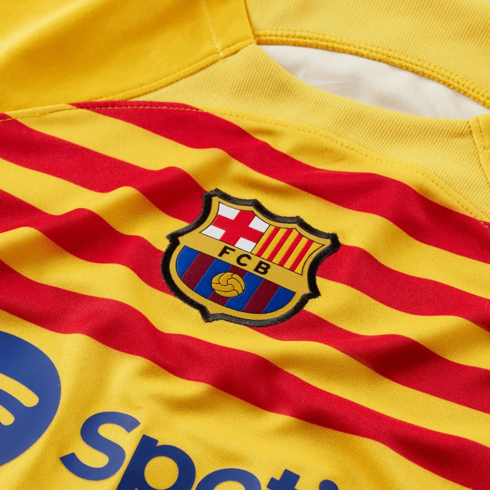 Nike 2023 Fourth Barcelona Youth Jersey- Yellow-Red - Image 6