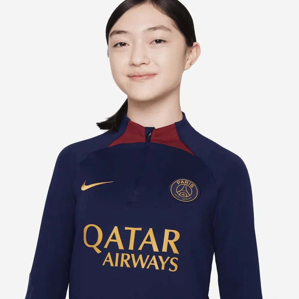 Nike 2023-24  PSG Youth  DF Strike Drill Top - Navy - Burgandy - Gold - Image 3