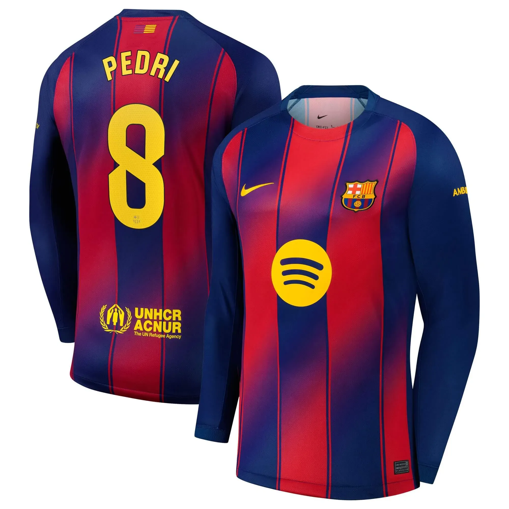 Nike 2025-26 Barcelona Men's Stadium Home Long-Sleeve Soccer Jersey - Image 10
