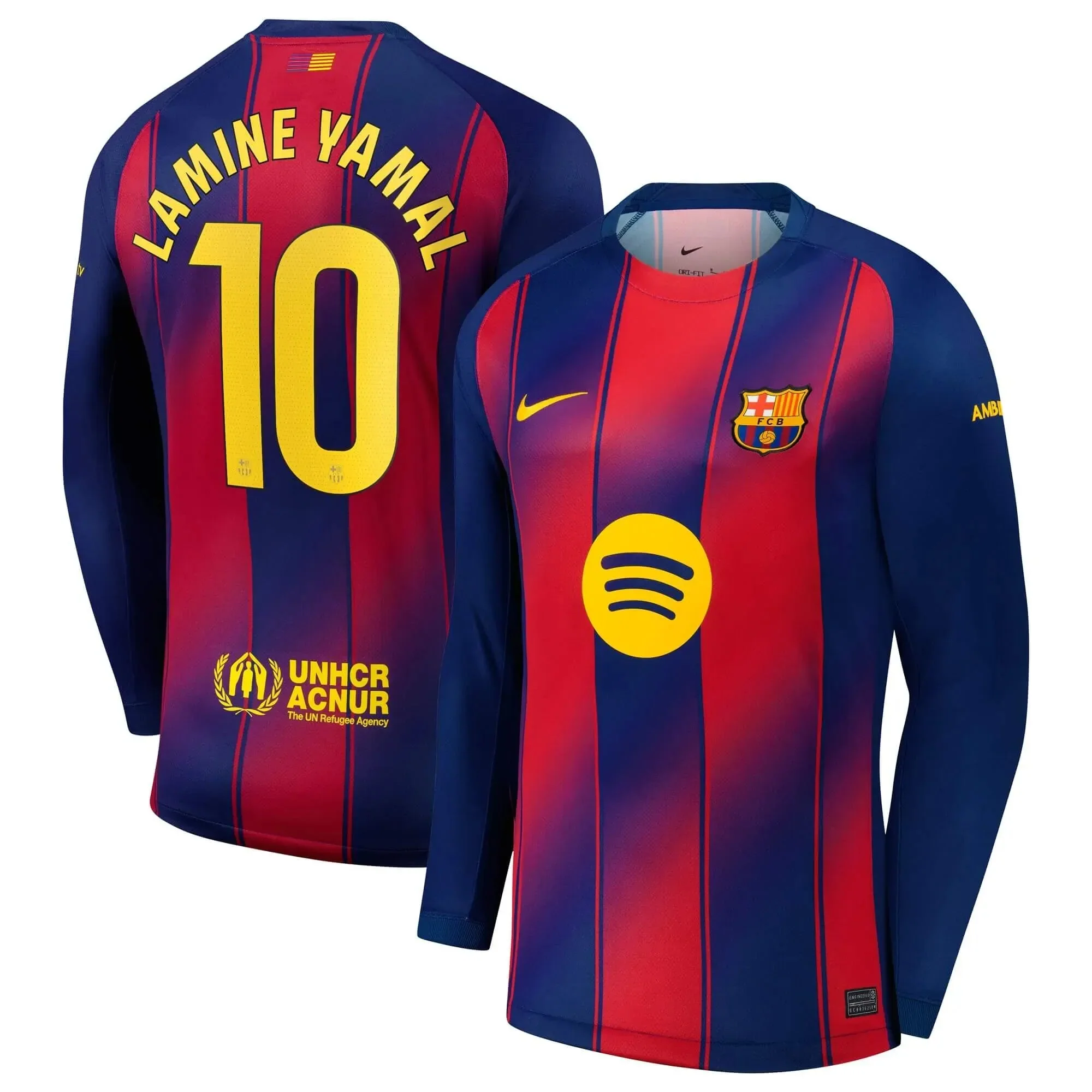 Nike 2025-26 Barcelona Men's Stadium Home Long-Sleeve Soccer Jersey - Image 6