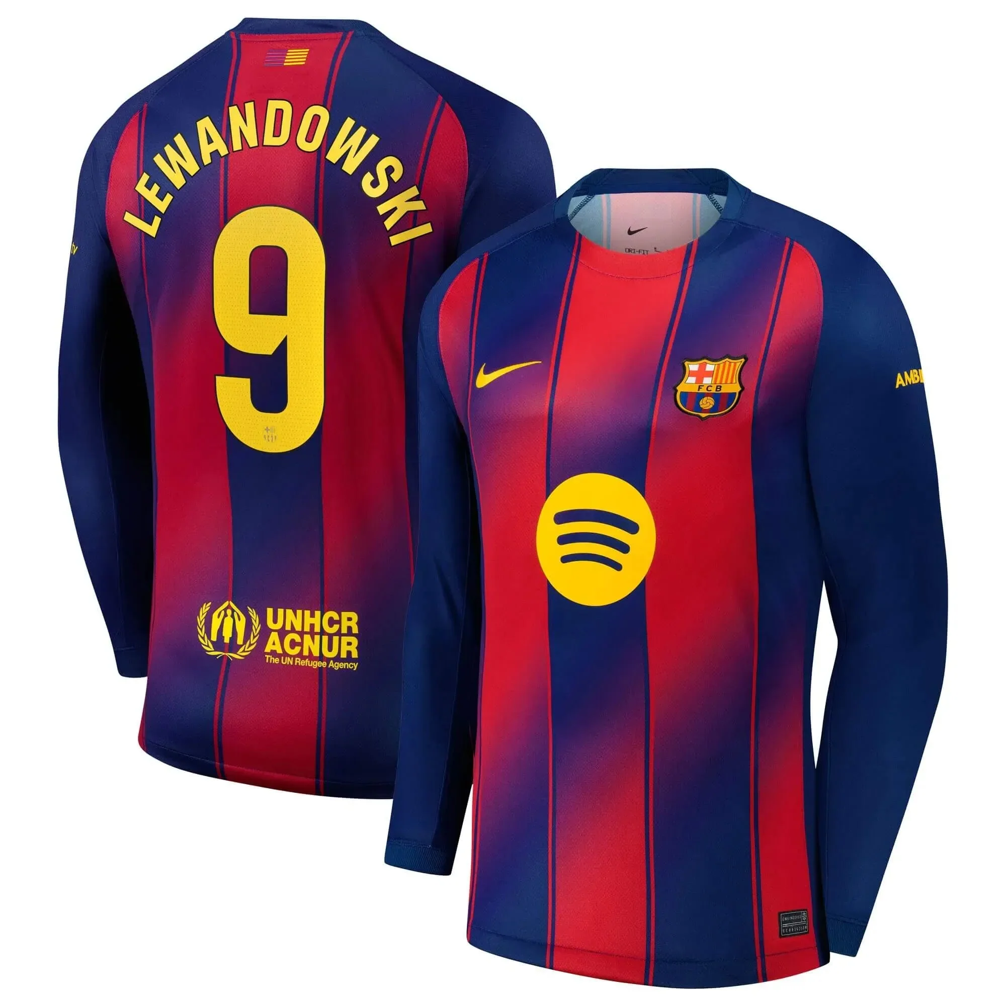 Nike 2025-26 Barcelona Men's Stadium Home Long-Sleeve Soccer Jersey - Image 8