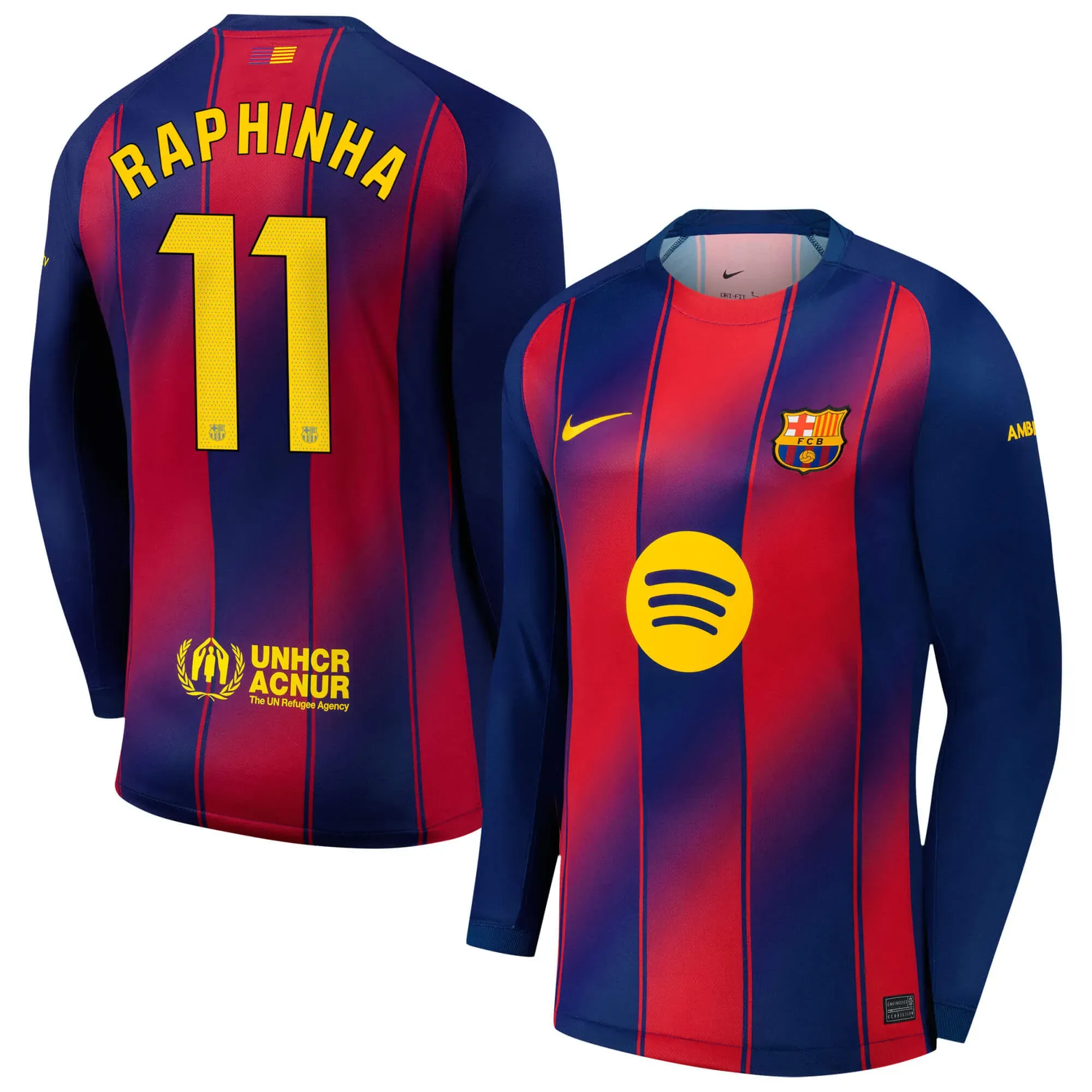 Nike 2025-26 Barcelona Men's Stadium Home Long-Sleeve Soccer Jersey - Image 9