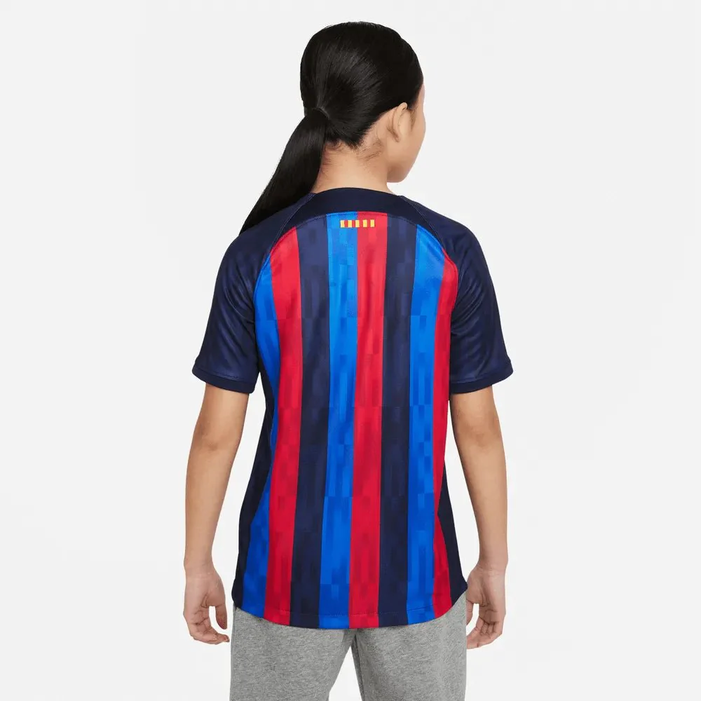 Nike 22-23 FC Barcelona Youth Home Jersey - Obsidian-Sesame - Image 2