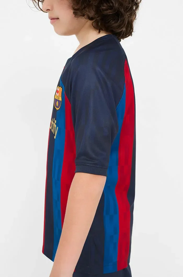 Nike 22-23 FC Barcelona Youth Home Jersey - Obsidian-Sesame - Image 3