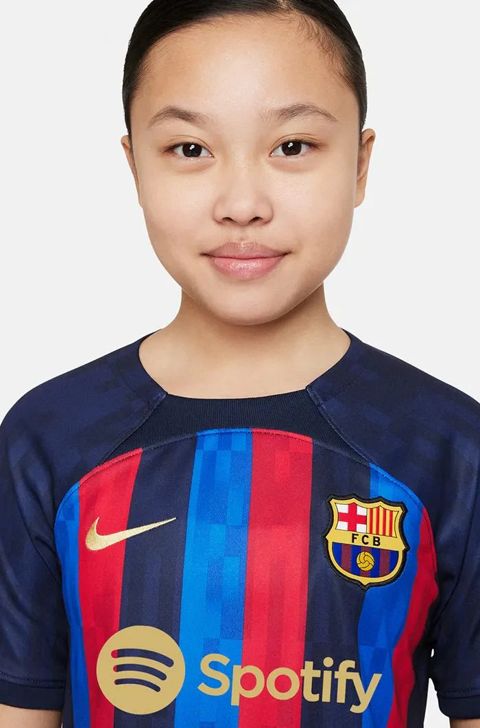 Nike 22-23 FC Barcelona Youth Home Jersey - Obsidian-Sesame - Image 5