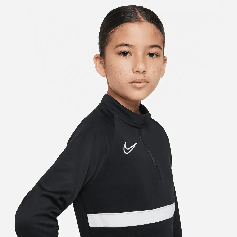 Nike Dri-Fit Academy Youth Drill Top - Black-White - Image 3