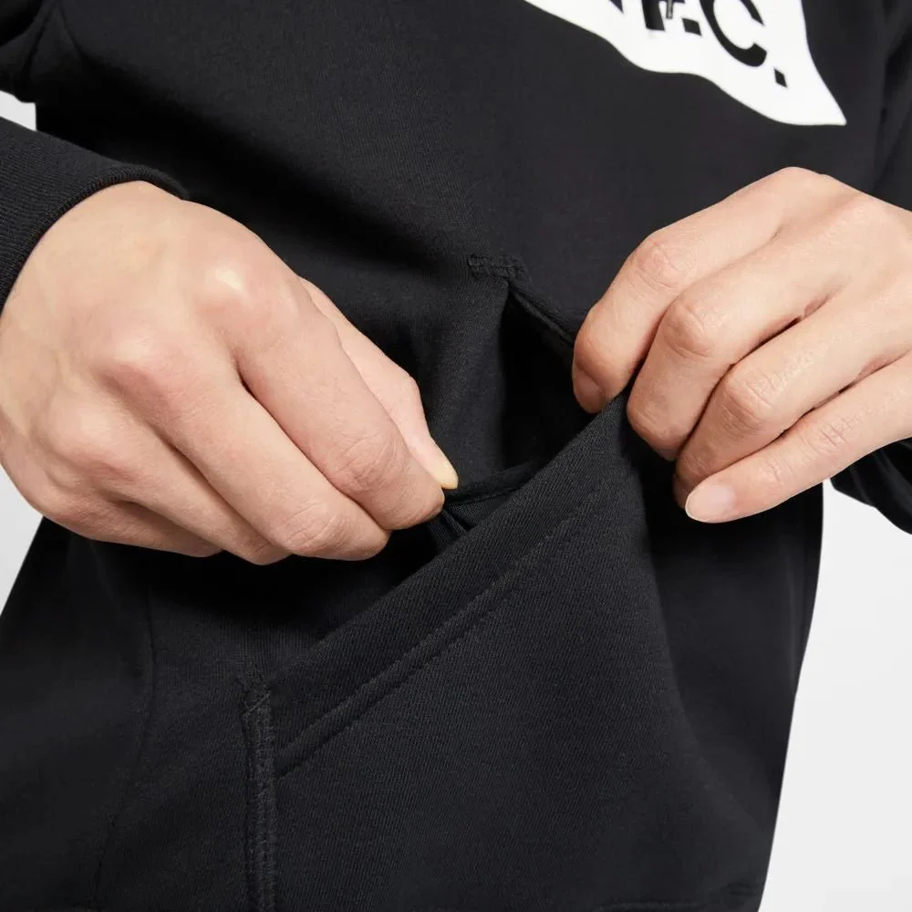 Nike FC Essential Fleece Hoodie - Black-White - Image 3