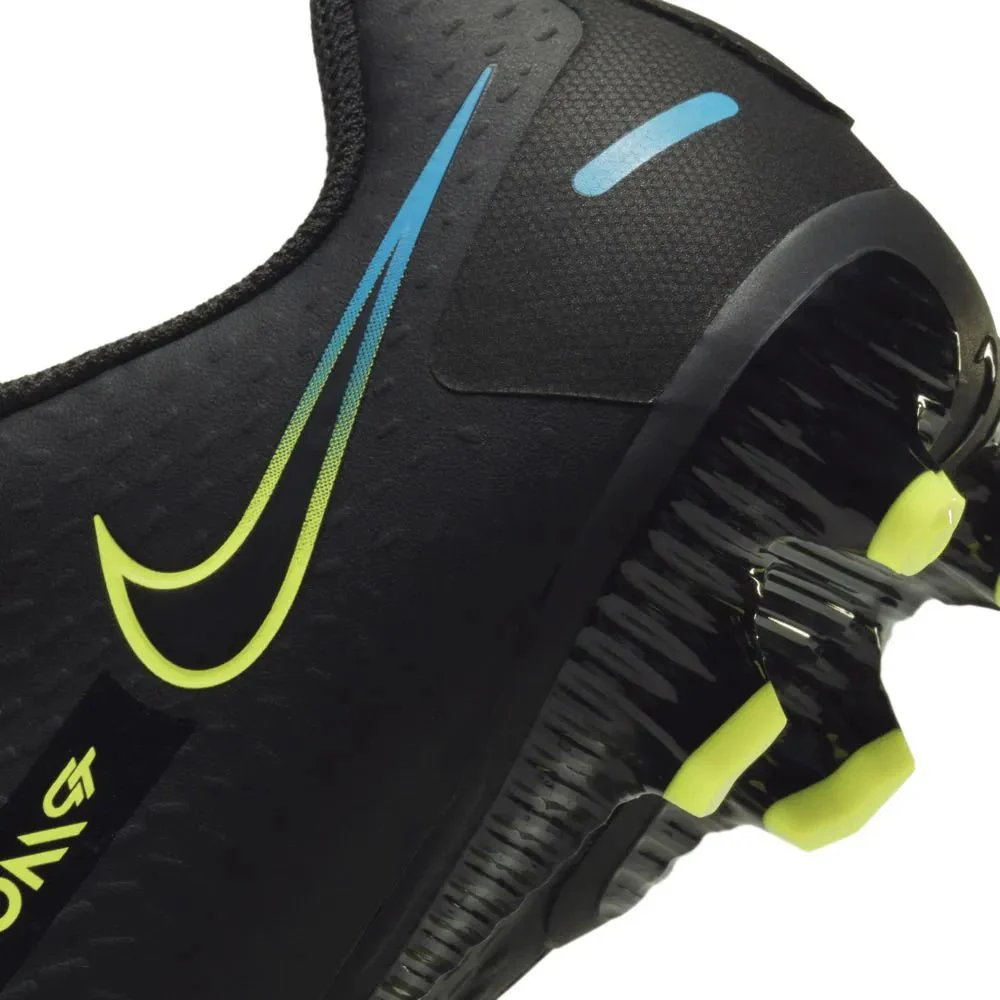 Nike Junior Phantom GT Academy FG-MG - Black-Volt-Blue - Image 9