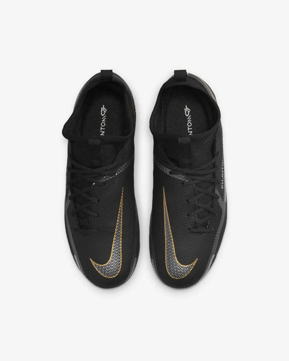 Nike Junior Phantom GT2 Academy DF FG-MG - Black-Dark Grey-Gold - Image 4