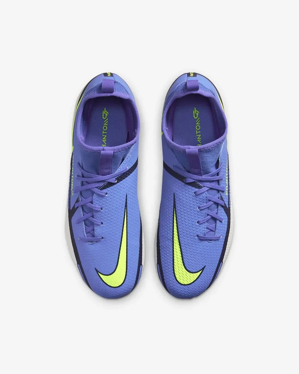 Nike Junior Phantom GT2 Academy DF FG-MG - Sapphire-Volt-Grey - Image 4