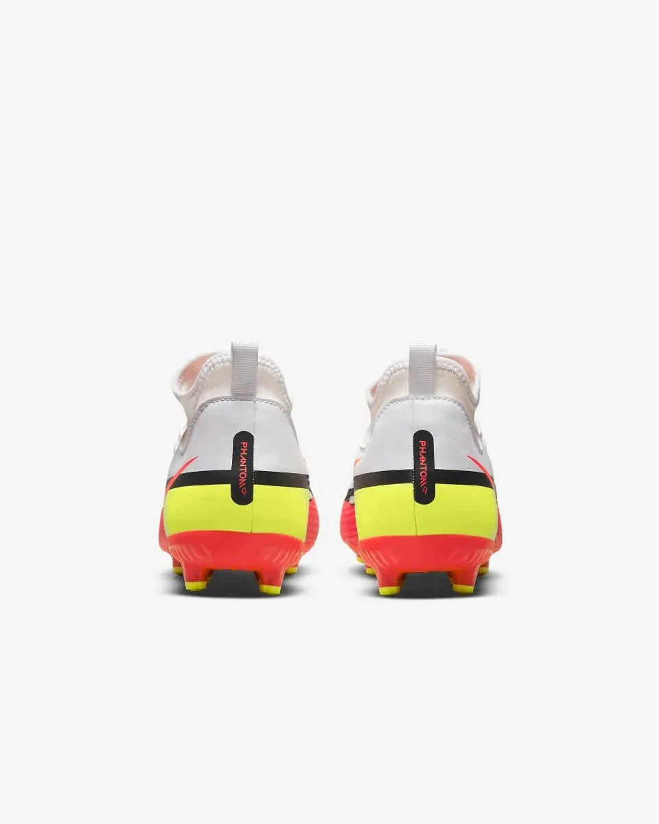 Nike Junior Phantom GT2 Academy DF FG-MG - White-Volt-Crimson - Image 5