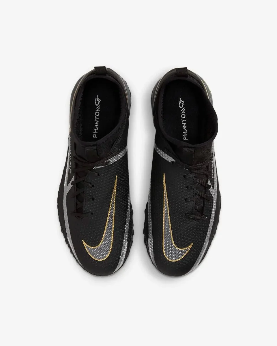 Nike Junior Phantom GT2 Academy DF Turf - Black-Dark Grey-Gold - Image 4