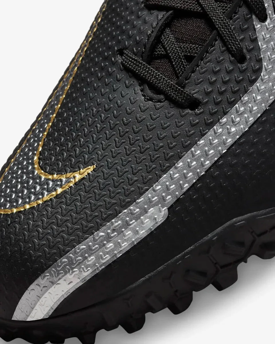Nike Junior Phantom GT2 Academy DF Turf - Black-Dark Grey-Gold - Image 7
