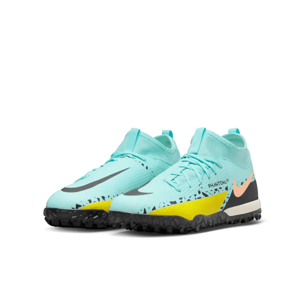 Nike Junior Phantom GT2 Academy DF Turf Glacier Ice-Black Yellow - Image 3