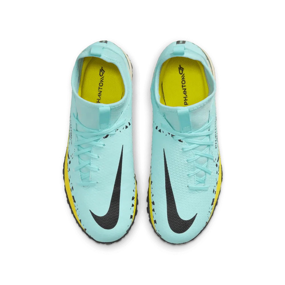 Nike Junior Phantom GT2 Academy DF Turf Glacier Ice-Black Yellow - Image 4